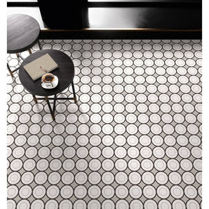 Italian Design Patchwork B&W 05 20cm x 20cm Wall & Floor Tile