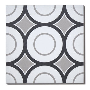 Italian Design Patchwork B&W 05 20cm x 20cm Wall & Floor Tile