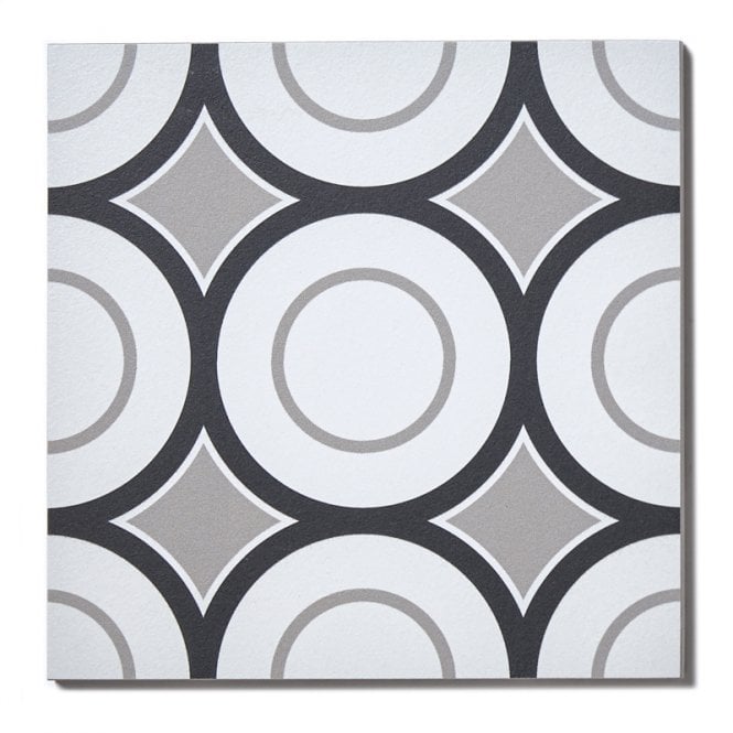 Italian Design Patchwork B&W 05 20cm x 20cm Wall & Floor Tile