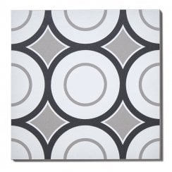 Italian Design Patchwork B&W 05 20cm x 20cm Wall & Floor Tile