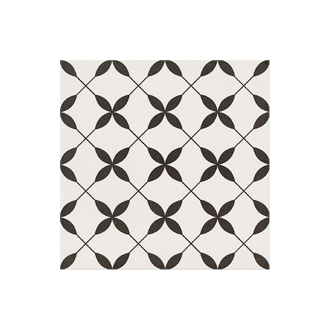 Patchwork Clover Black 29.8cm x 29.8cm Wall & Floor Tile