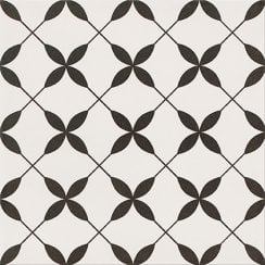 Patchwork Clover Black 29.8cm x 29.8cm Wall & Floor Tile