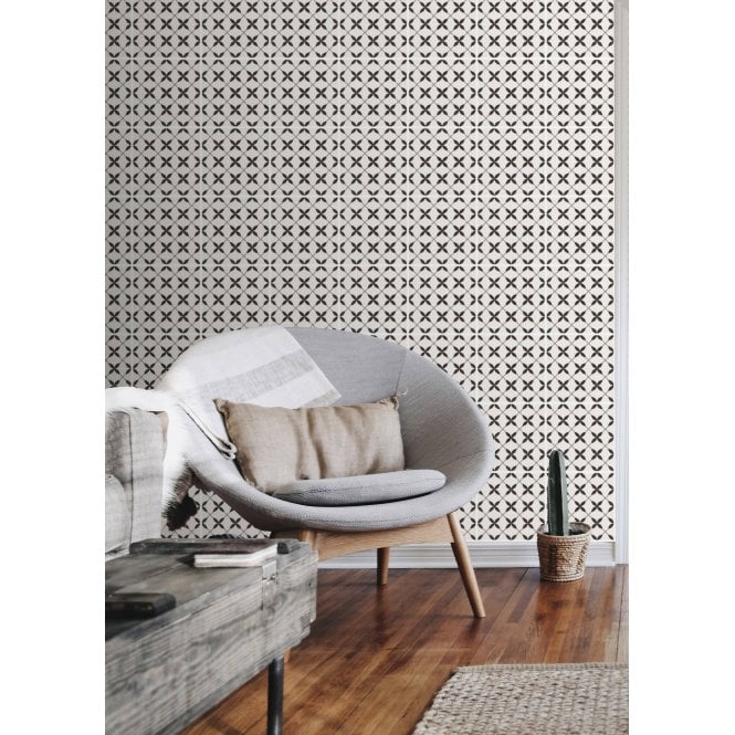 Patchwork Clover Black 29.8cm x 29.8cm Wall & Floor Tile