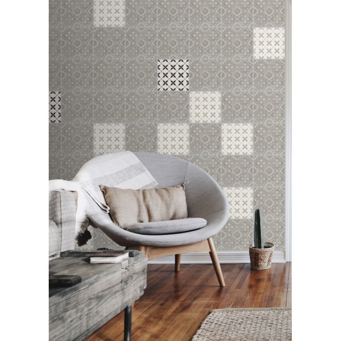Patchwork Clover Black 29.8cm x 29.8cm Wall & Floor Tile