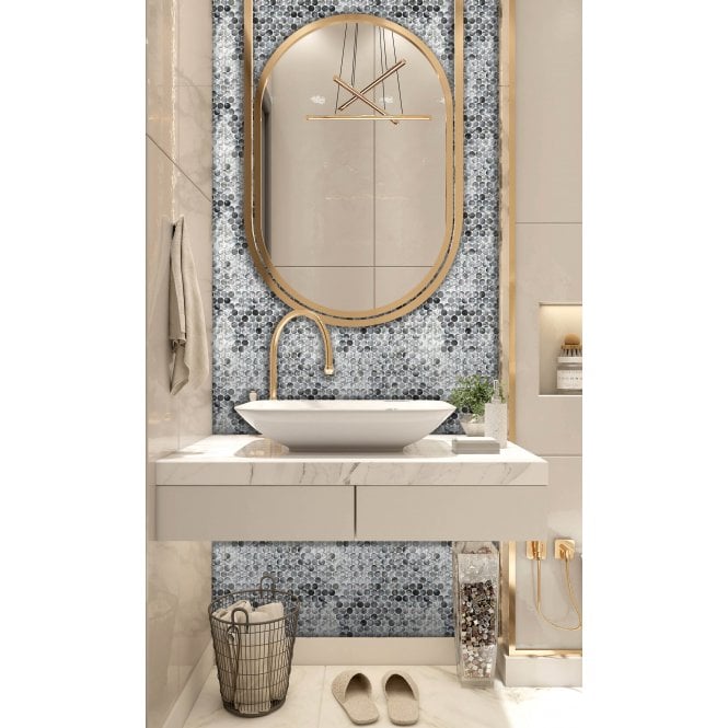 Penny Mother Of Pearl Black 29cm x 31.5cm Mosaic Tile