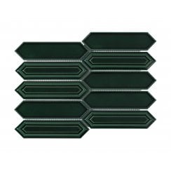 Picket Bottle Green Mosaic Tile (4.8cm x 19.8cm) 35.3cm x 25.5cm