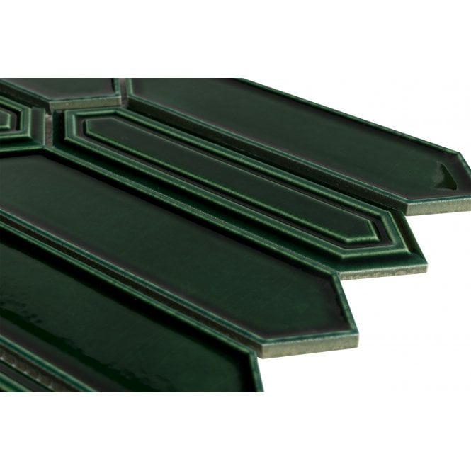Picket Bottle Green Mosaic Tile (4.8cm x 19.8cm) 35.3cm x 25.5cm