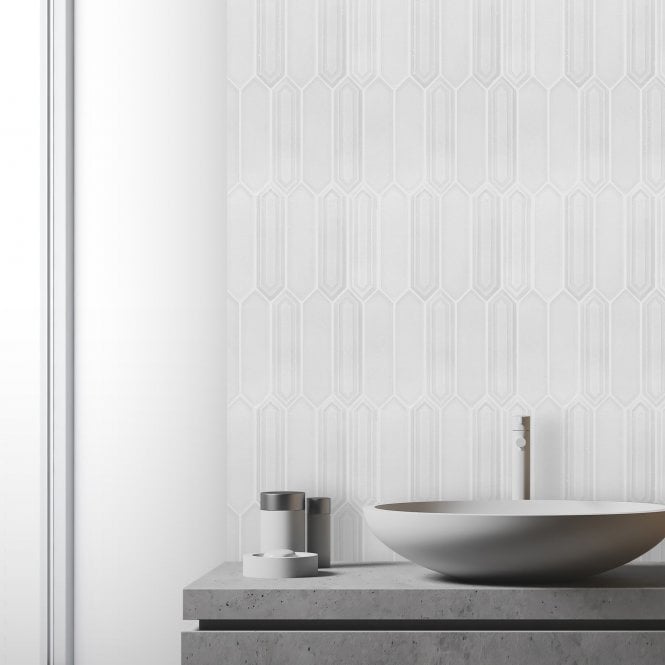 Picket Dorian Grey Mosaic Tile (4.8cm x 19.8cm) 35.3cm x 25.5cm