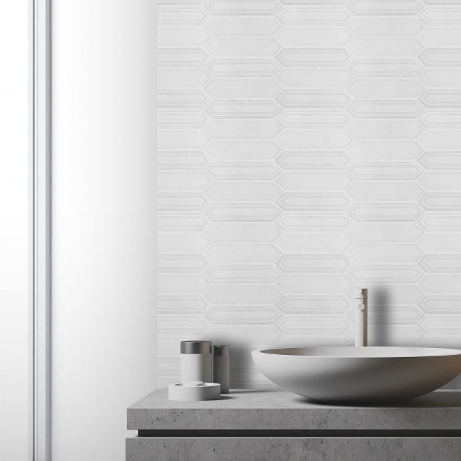 Picket Dorian Grey Mosaic Tile (4.8cm x 19.8cm) 35.3cm x 25.5cm
