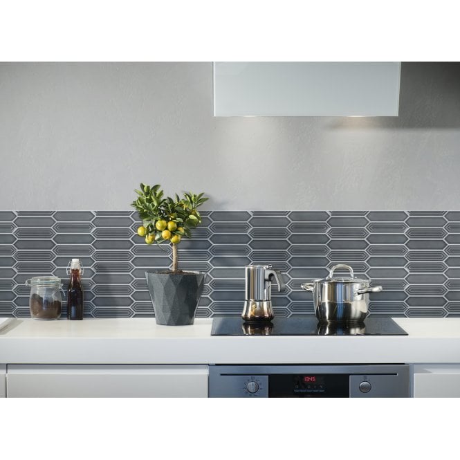 Picket Earl Grey Mosaic Tile (4.8cm x 19.8cm) 35.3cm x 25.5cm