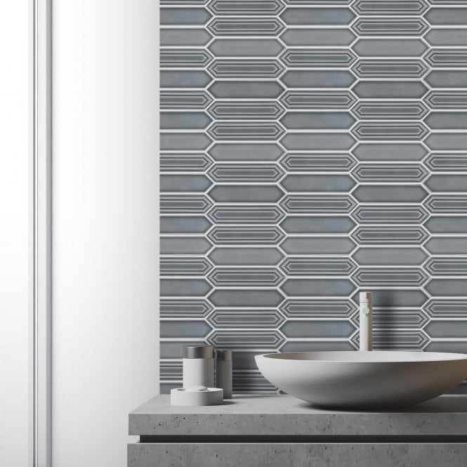 Picket Earl Grey Mosaic Tile (4.8cm x 19.8cm) 35.3cm x 25.5cm