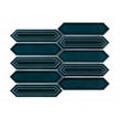 Picket Peacock Blue Mosaic Tile (4.8cm x 19.8cm) 35.3cm x 25.5cm