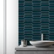 Picket Peacock Blue Mosaic Tile (4.8cm x 19.8cm) 35.3cm x 25.5cm