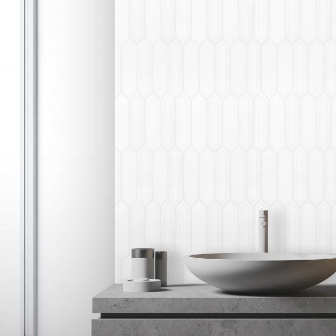 Picket White Mosaic Tile ( 4.8cm x 19.8cm) 35.3cm x 25.5cm
