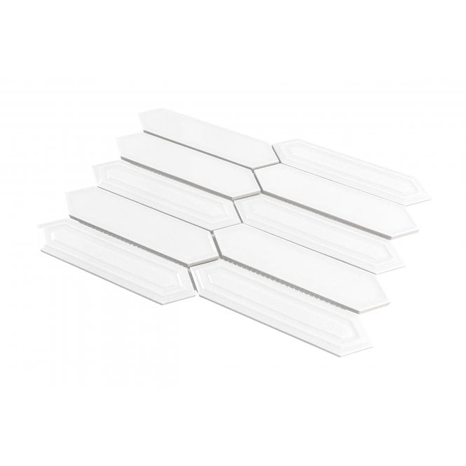 Picket White Mosaic Tile ( 4.8cm x 19.8cm) 35.3cm x 25.5cm