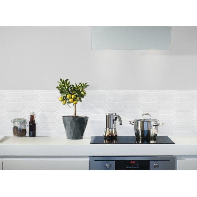 Picket White Mosaic Tile ( 4.8cm x 19.8cm) 35.3cm x 25.5cm