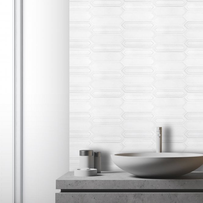 Picket White Mosaic Tile ( 4.8cm x 19.8cm) 35.3cm x 25.5cm