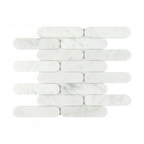 Pill Carrara White Marble (3.5cm x 15cm) 30cm x 29cm Mosaic Tile