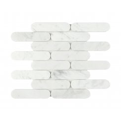 Pill Carrara White Marble (3.5cm x 15cm) 30cm x 29cm Mosaic Tile