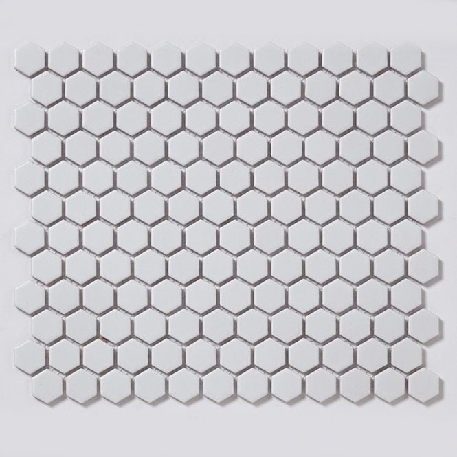 Pixel Hexagon Matt White 30cm x 26cm (2.3cm x 2.6cm) Mosaic Tile