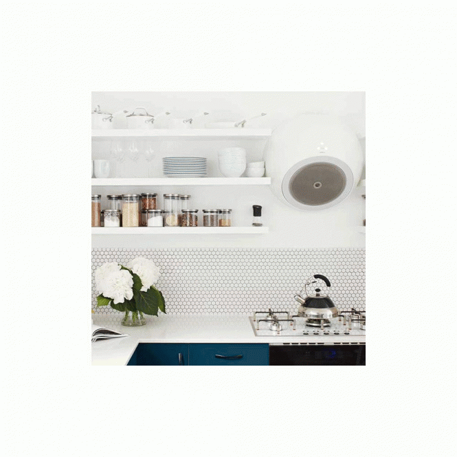 Pixel Hexagon White Gloss 30cm x 26cm (2.3cm x 2.3cm) Mosaic Tile