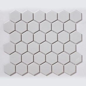Pixel Hexagon White Gloss 32.5cm x 28.1cm (5.1 cm x 5.9cm) Mosaic Tile