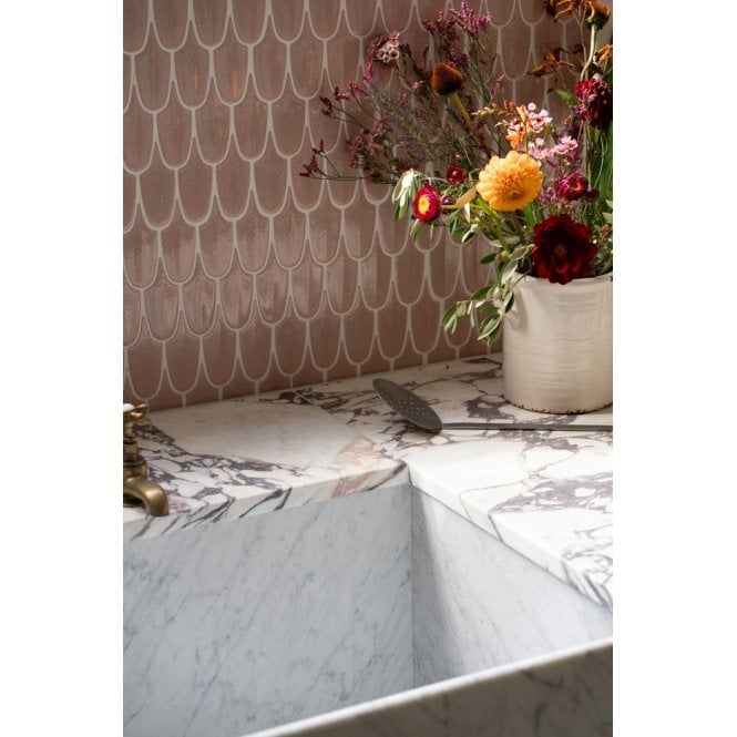 Plume Blush Pink 30.5cm x 26.9cm (1.5cm x 11.5cm) Mosaic Tile