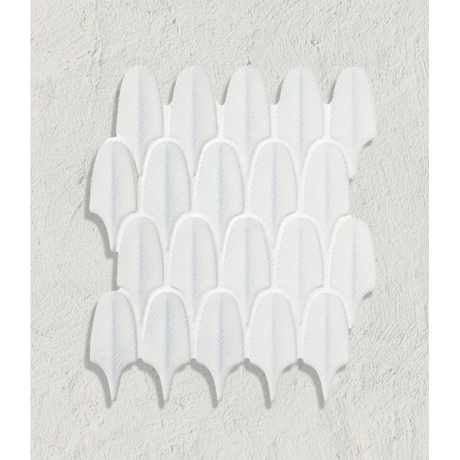 Plume Cotton White 30.5cm x 26.9cm (1.5cm x 11.5cm) Mosaic Tile