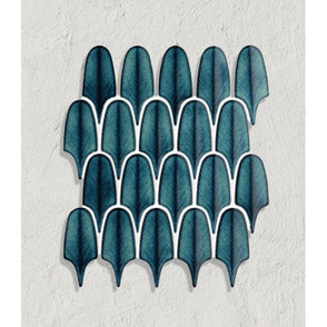 Plume Verdi Blue 30.5cm x 26.9cm (1.5cm x 11.5cm) Mosaic Tile