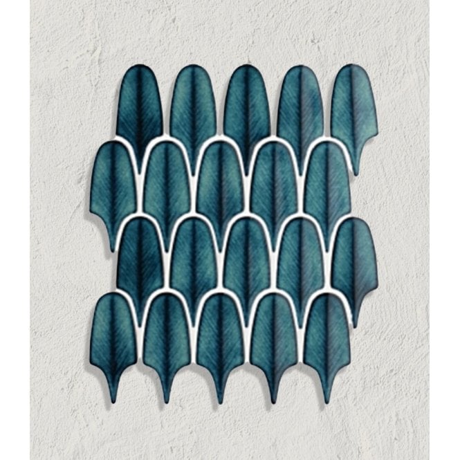 Plume Verdi Blue 30.5cm x 26.9cm (1.5cm x 11.5cm) Mosaic Tile