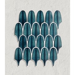 Plume Verdi Blue 30.5cm x 26.9cm (1.5cm x 11.5cm) Mosaic Tile