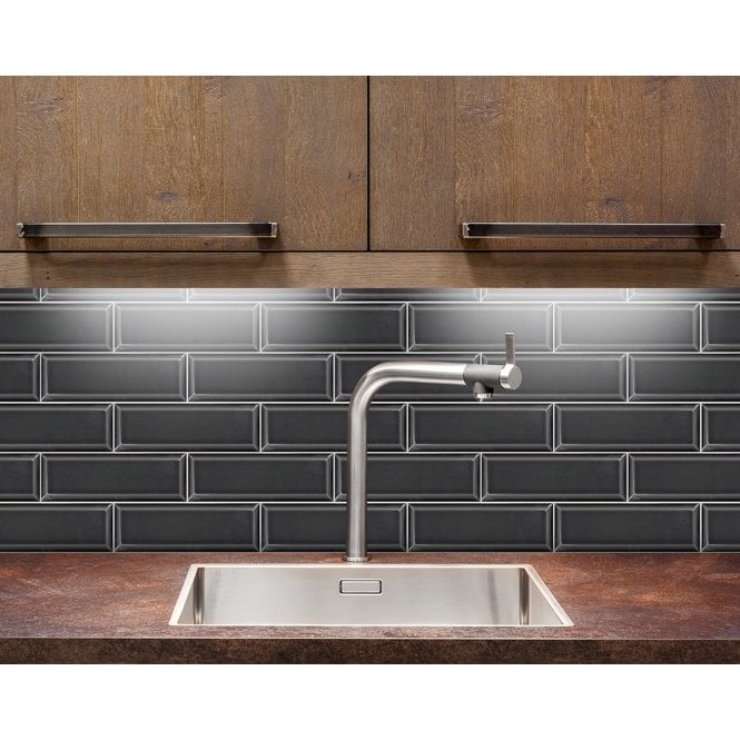 Plush Metro Crackle Charcoal 7.5cm x 22.5cm Wall Tile