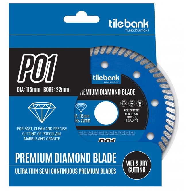 Tile Bank PO1 Wet and Dry Diamond Blade 115mm x 22mm