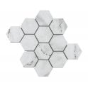 Prestige Hexagon Lux Carrara Mosaic (7.3cm x 7.3cm) 26.7cm x 27.8cm Wall & Floor Tile