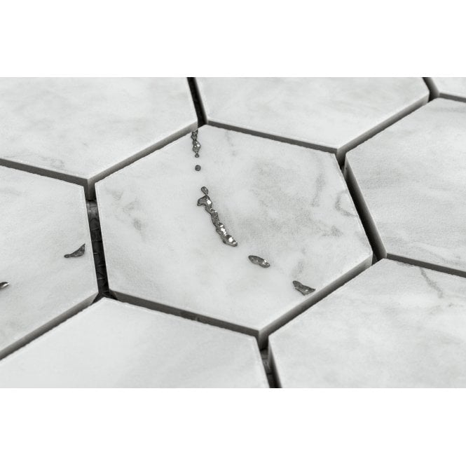Prestige Hexagon Lux Carrara Mosaic (7.3cm x 7.3cm) 26.7cm x 27.8cm Wall & Floor Tile