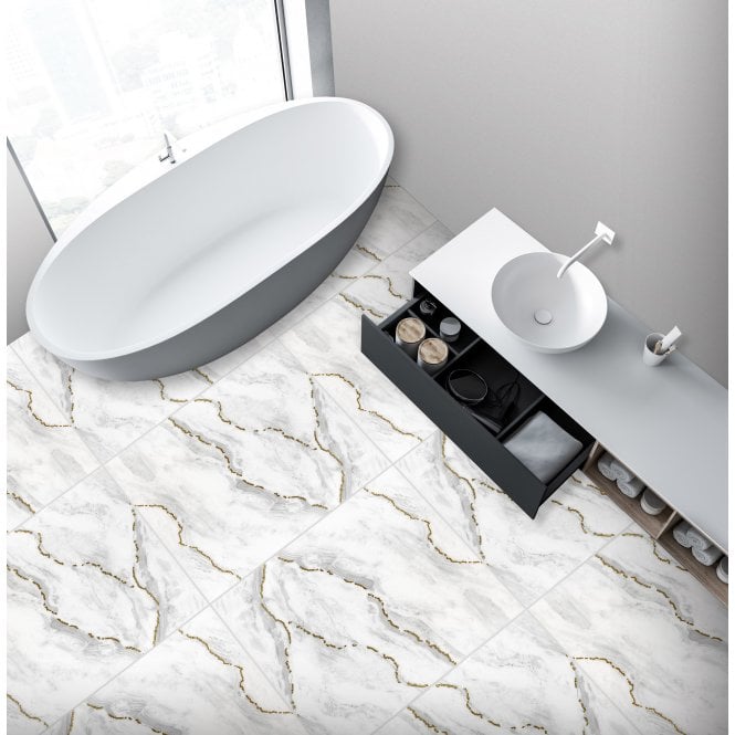 Prestige Lux Carrara Gold 60cm x 60cm Wall & Floor Tile