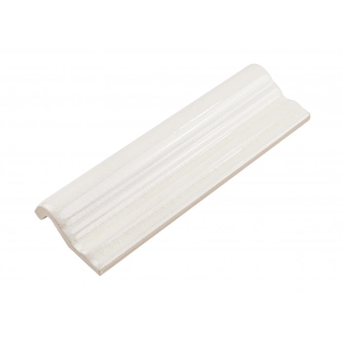 British Ceramic Tile Puddle Glaze Cottage Ivory 5cm x 15cm Border Tile