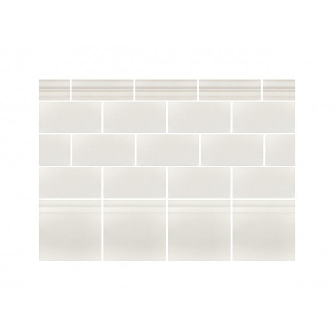 British Ceramic Tile Puddle Glaze Cottage Ivory 5cm x 15cm Border Tile