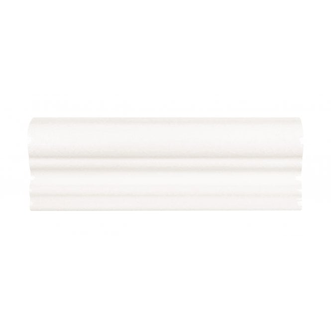 British Ceramic Tile Puddle Glaze Cotton White 5cm x 15cm Border Tile