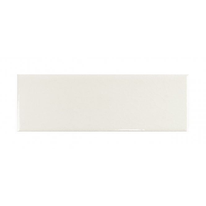 British Ceramic Tile Puddle Glaze Cotton White 5cm x 15cm Wall Tile