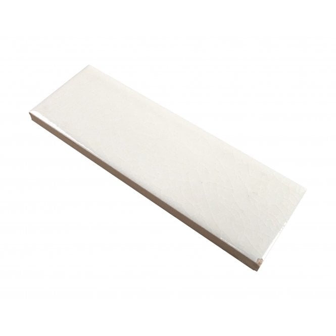 British Ceramic Tile Puddle Glaze Cotton White 5cm x 15cm Wall Tile