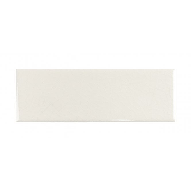 British Ceramic Tile Puddle Glaze Cotton White 5cm x 15cm Wall Tile