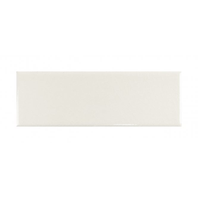 British Ceramic Tile Puddle Glaze Cotton White 5cm x 15cm Wall Tile