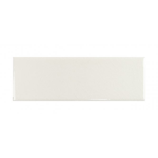 British Ceramic Tile Puddle Glaze Cotton White 5cm x 15cm Wall Tile