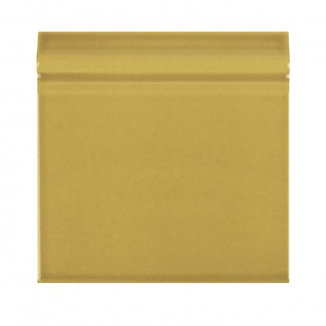 British Ceramic Tile Puddle Glaze Golden Mustard 15cm x 15cm Skirting Tile