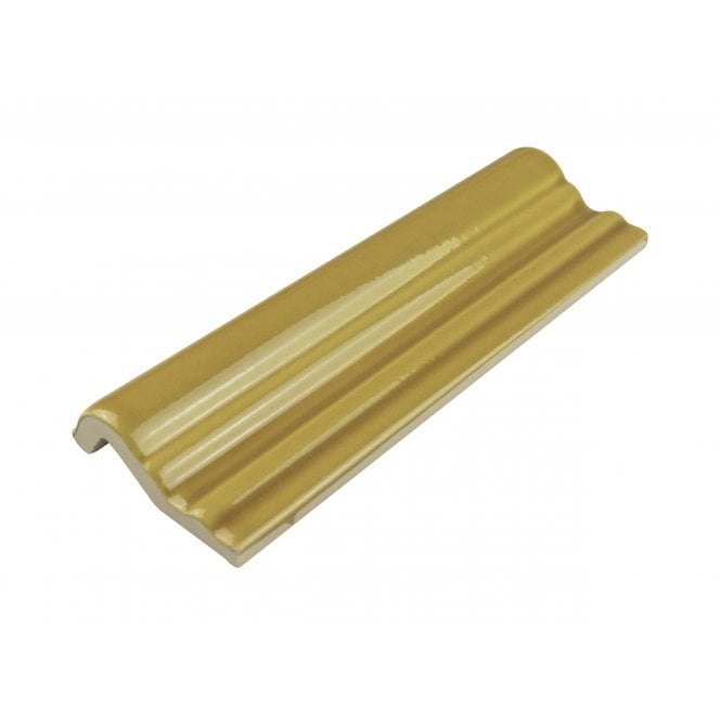 British Ceramic Tile Puddle Glaze Golden Mustard 5cm x 15cm Border Tile