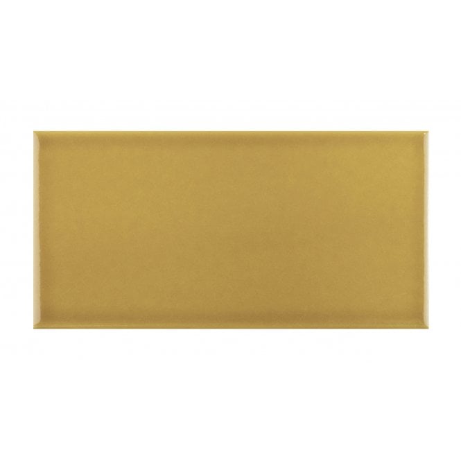 British Ceramic Tile Puddle Glaze Golden Mustard 7.5cm x 15cm Wall Tile