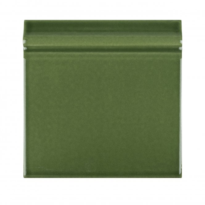 British Ceramic Tile Puddle Glaze Green Apple 15cm x 15cm Skirting Tile