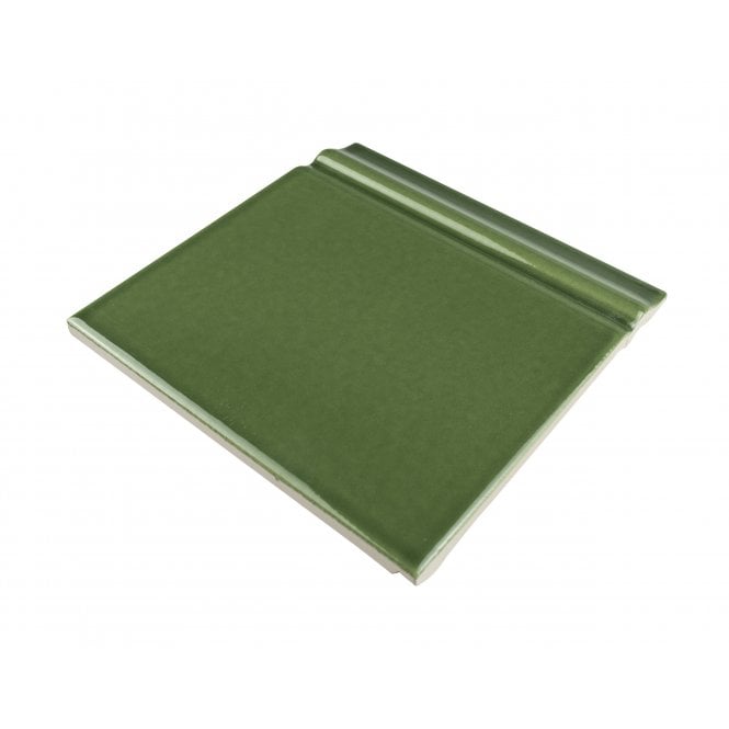 British Ceramic Tile Puddle Glaze Green Apple 15cm x 15cm Skirting Tile