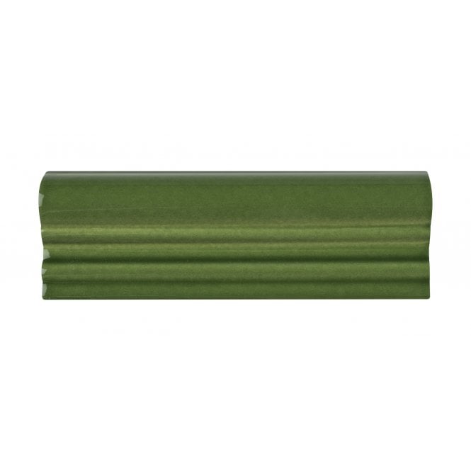 British Ceramic Tile Puddle Glaze Green Apple 5cm x 15cm Border Tile